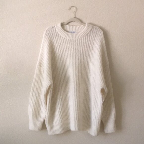 Old Navy Chunky Sweater Open Knit Chunky Crew Ivory Wool Blend - Picture 16 of 16